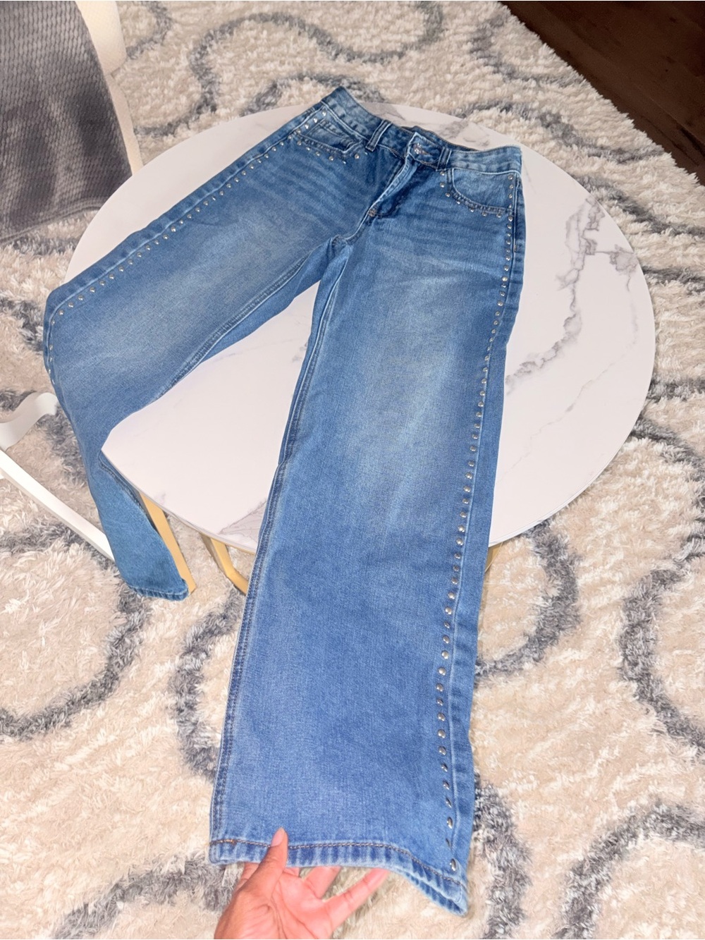 CALIA by Carrie Underwood Light Blue Straight Leg Jeans with Side Studs